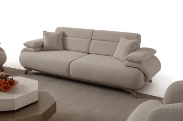 3-istuttava sohva Atelier Del Sofa Bonjo Silver (246 x 81 x 97 cm) Beige - Beige - Huonekalut - Sohva - 3:n istuttava sohva