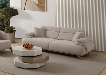 3-istuttava sohva Atelier Del Sofa Bonjo Silver (246 x 81 x 97 cm) Beige - Beige - Huonekalut - Sohva - 3:n istuttava sohva