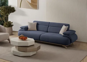 3-istuttava sohva Atelier Del Sofa Bonjo Silver (246 x 81 x 97 cm) Laivastonsininen - Laivastonsininen - Huonekalut - Sohva - 3:n istuttava sohva