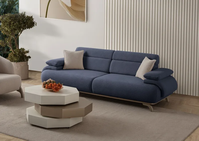 3-istuttava sohva Atelier Del Sofa Bonjo Silver (246 x 81 x 97 cm) Laivastonsininen - Laivastonsininen - Huonekalut - Sohva - 3:n istuttava sohva