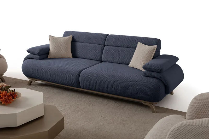3-istuttava sohva Atelier Del Sofa Bonjo Silver (246 x 81 x 97 cm) Laivastonsininen - Laivastonsininen - Huonekalut - Sohva - 3:n istuttava sohva