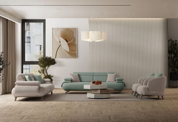 3-istuttava sohva Atelier Del Sofa Bonjo Silver (246 x 81 x 97 cm) Sea Green - Merivihreä - Huonekalut - Sohva - 3:n istuttava sohva