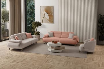 3-istuttava sohva Atelier Del Sofa Bonjo Silver (246 x 81 x 97 cm) Puuteri - Puuteri - Huonekalut - Sohva - 3:n istuttava sohva