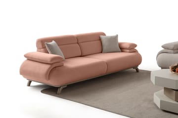 3-istuttava sohva Atelier Del Sofa Bonjo Silver (246 x 81 x 97 cm) Puuteri - Puuteri - Huonekalut - Sohva - 3:n istuttava sohva