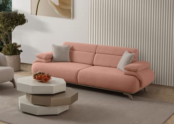 3-istuttava sohva Atelier Del Sofa Bonjo Silver (246 x 81 x 97 cm) Puuteri - Puuteri - Huonekalut - Sohva - 3:n istuttava sohva