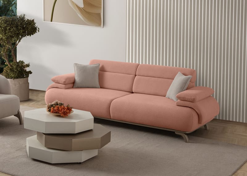 3-istuttava sohva Atelier Del Sofa Bonjo Silver (246 x 81 x 97 cm) Puuteri - Puuteri - Huonekalut - Sohva - 3:n istuttava sohva