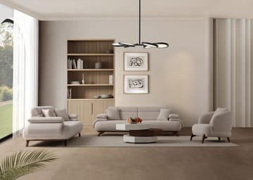 3-istuttava sohva Atelier Del Sofa Bonjo Walnut (246 x 81 x 97 cm) Beige - Beige - Huonekalut - Sohva - 3:n istuttava sohva