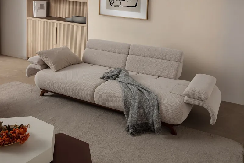 3-istuttava sohva Atelier Del Sofa Bonjo Walnut (246 x 81 x 97 cm) Beige - Beige - Huonekalut - Sohva - 3:n istuttava sohva