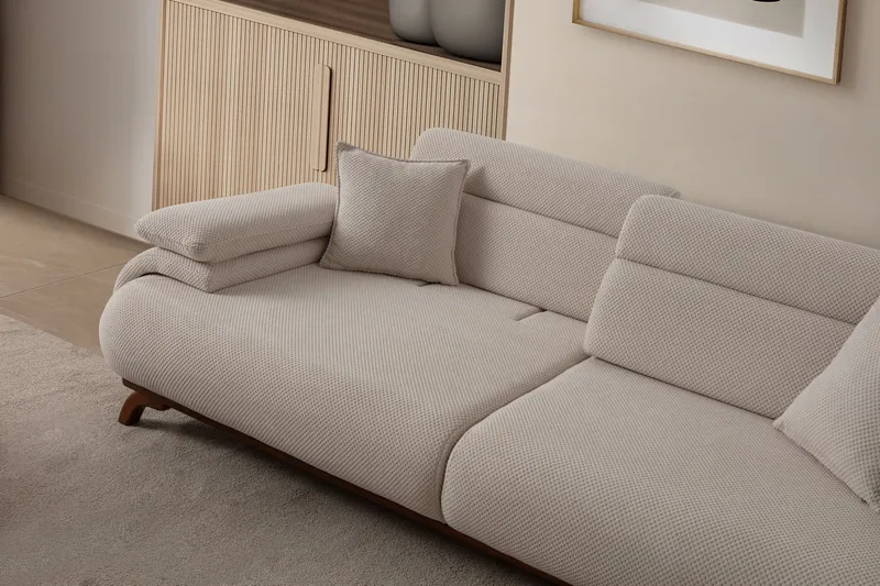 3-istuttava sohva Atelier Del Sofa Bonjo Walnut (246 x 81 x 97 cm) Beige - Beige - Huonekalut - Sohva - 3:n istuttava sohva