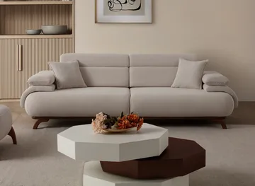 3-istuttava sohva Atelier Del Sofa Bonjo Walnut (246 x 81 x 97 cm) Beige - Beige - Huonekalut - Sohva - 3:n istuttava sohva