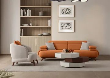 3-istuttava sohva Atelier Del Sofa Bonjo Walnut (246 x 81 x 97 cm) Tile Red - Tiilenpunainen - Huonekalut - Sohva - 3:n istuttava sohva