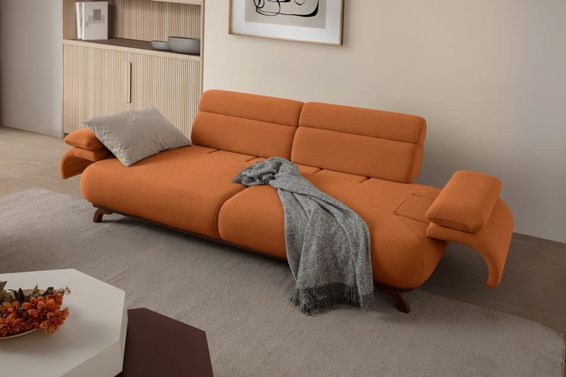 3-istuttava sohva Atelier Del Sofa Bonjo Walnut (246 x 81 x 97 cm) Tile Red - Tiilenpunainen - Huonekalut - Sohva - 3:n istuttava sohva