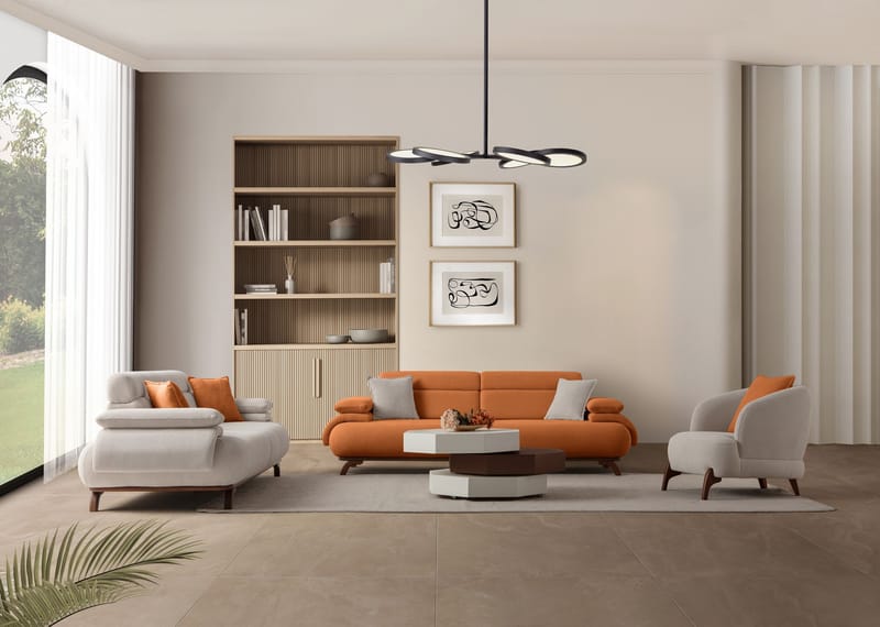 3-istuttava sohva Atelier Del Sofa Bonjo Walnut (246 x 81 x 97 cm) Tile Red - Tiilenpunainen - Huonekalut - Sohva - 3:n istuttava sohva