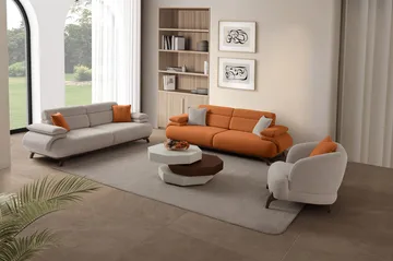 3-istuttava sohva Atelier Del Sofa Bonjo Walnut (246 x 81 x 97 cm) Tile Red - Tiilenpunainen - Huonekalut - Sohva - 3:n istuttava sohva