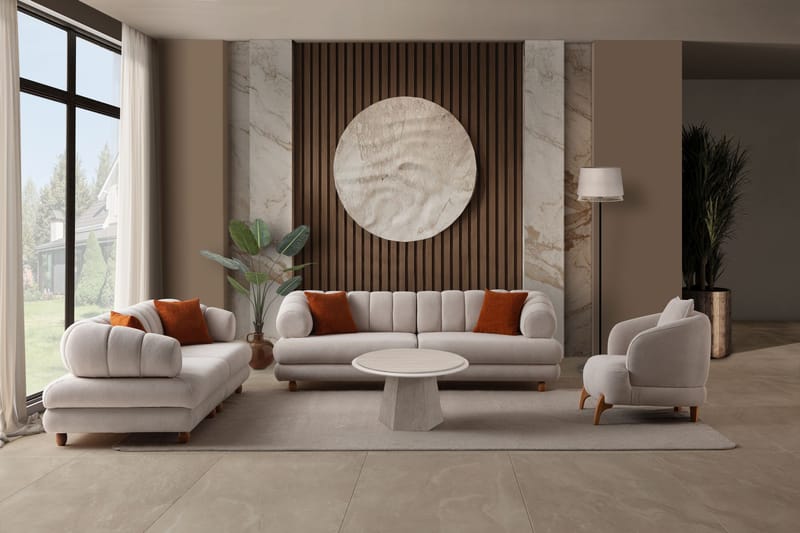 3-istuttava sohva Atelier Del Sofa Gloria (240 x 80 x 95 cm) Beige - Beige - Huonekalut - Sohva - 3:n istuttava sohva