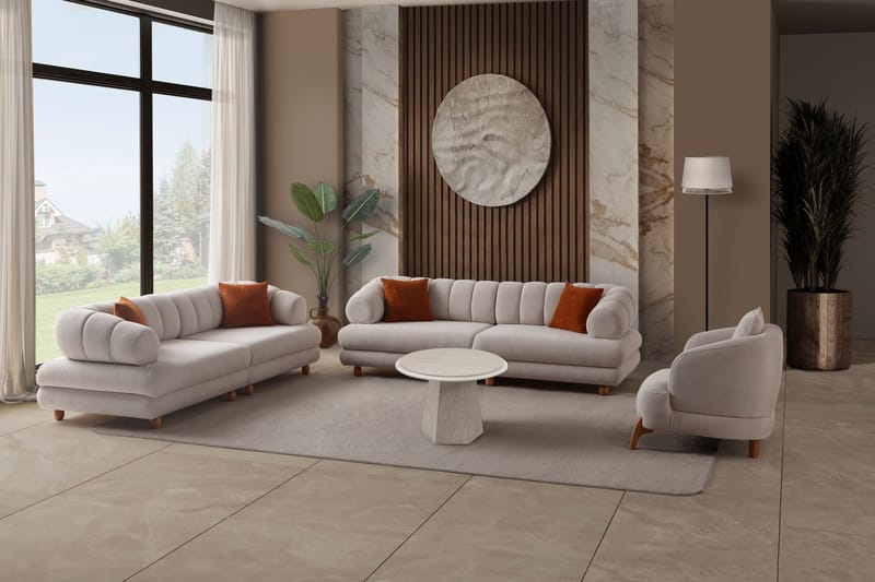 3-istuttava sohva Atelier Del Sofa Gloria (240 x 80 x 95 cm) Beige - Beige - Huonekalut - Sohva - 3:n istuttava sohva