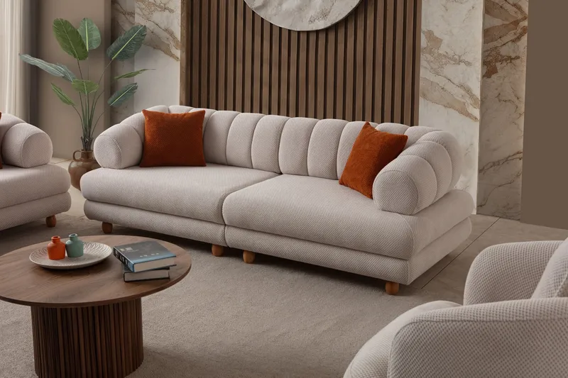 3-istuttava sohva Atelier Del Sofa Gloria (240 x 80 x 95 cm) Beige - Beige - Huonekalut - Sohva - 3:n istuttava sohva