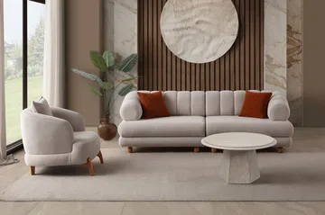 3-istuttava sohva Atelier Del Sofa Gloria (240 x 80 x 95 cm) Beige - Beige - Huonekalut - Sohva - 3:n istuttava sohva