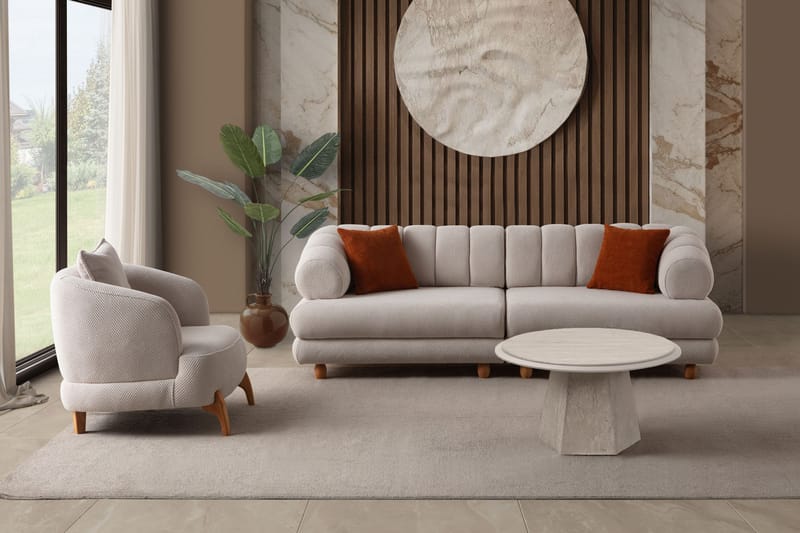 3-istuttava sohva Atelier Del Sofa Gloria (240 x 80 x 95 cm) Beige - Beige - Huonekalut - Sohva - 3:n istuttava sohva