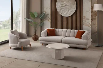 3-istuttava sohva Atelier Del Sofa Gloria (240 x 80 x 95 cm) Beige - Beige - Huonekalut - Sohva - 3:n istuttava sohva