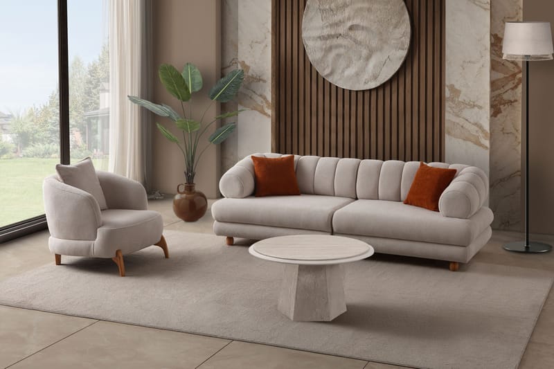 3-istuttava sohva Atelier Del Sofa Gloria (240 x 80 x 95 cm) Beige - Beige - Huonekalut - Sohva - 3:n istuttava sohva