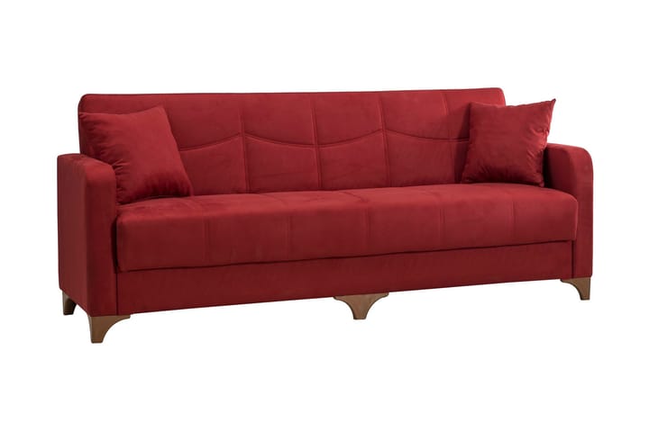 3:n ist Sohva Parikota - Punainen/Luonnonväri - 3:n istuttava sohva - Sohva