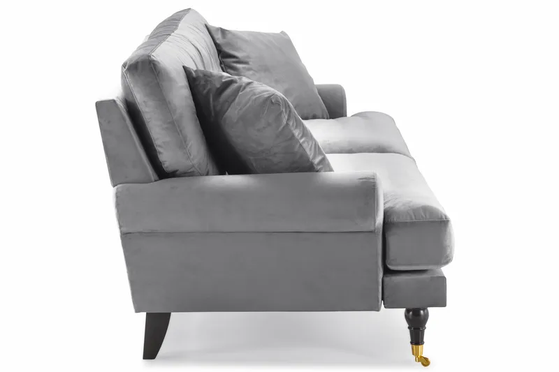 Andrew 3-istuttava Samettisohva - Vaaleanharmaa - Huonekalut - Sohva - 3:n istuttava sohva