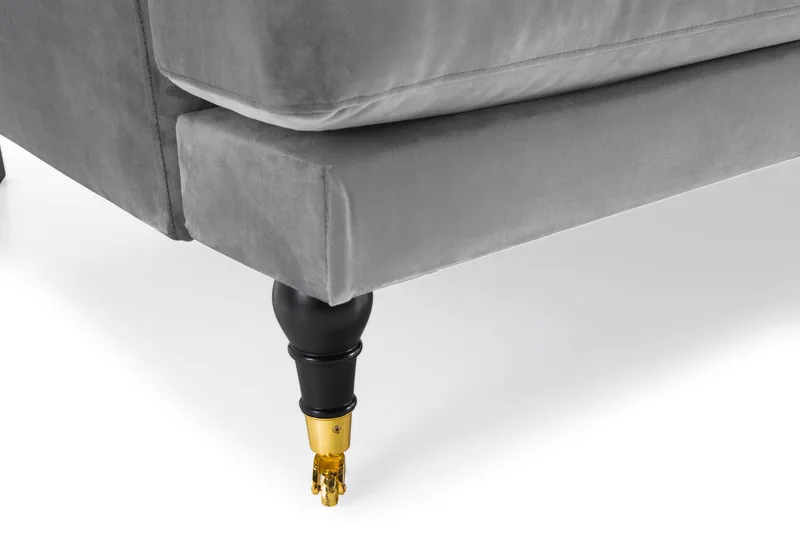 Andrew 3-istuttava Samettisohva - Vaaleanharmaa - Huonekalut - Sohva - 3:n istuttava sohva