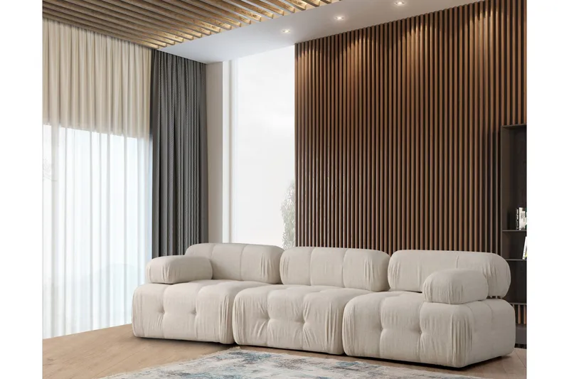 Belgin Kupliva Sohva 3-istuttava, Vaaleabeige