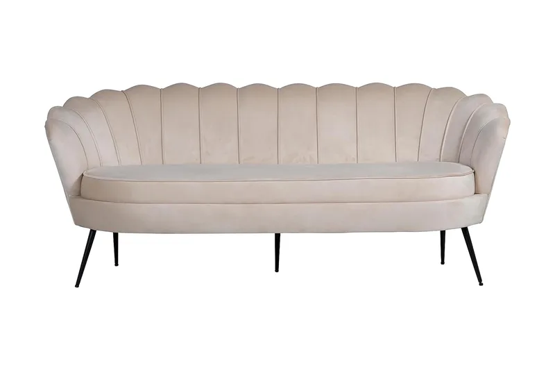 Calais 3-istuttava kierremuotoinen samettisohva 181 cm, Beige