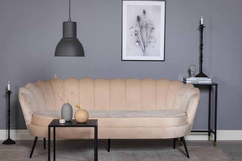 Calais 3-istuttava kierremuotoinen samettisohva 181 cm - Beige - Huonekalut - Sohva - 3:n istuttava sohva