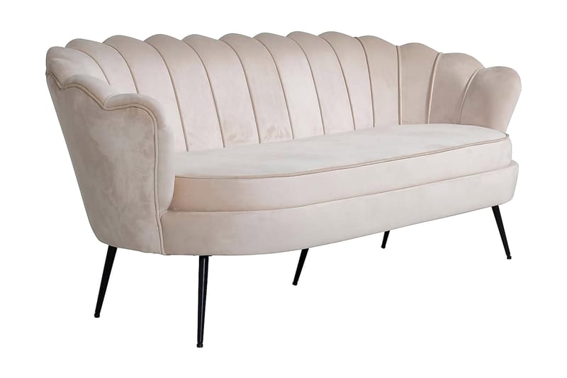 Calais 3-istuttava kierremuotoinen samettisohva 181 cm - Beige - Huonekalut - Sohva - 3:n istuttava sohva