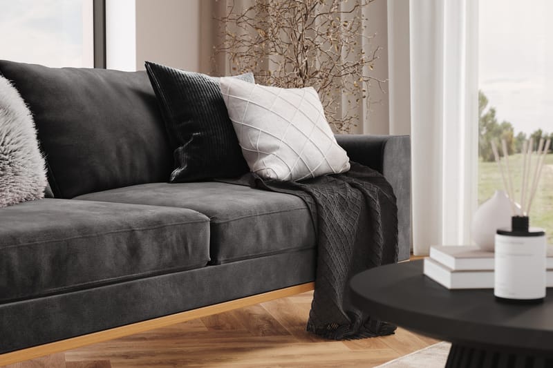 Copenhagen 3-istuttava Samettisohva - Tummanharmaa - Huonekalut - Sohva - 3:n istuttava sohva