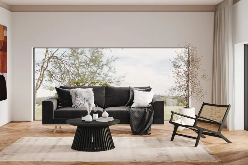 Copenhagen 3-istuttava Samettisohva - Tummanharmaa - Huonekalut - Sohva - 3:n istuttava sohva