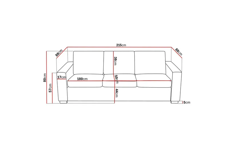 Crazy 3-istuttava Kangassohva - Harmaa - Huonekalut - Sohva - 3:n istuttava sohva