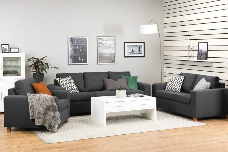 Crazy 3-istuttava Kangassohva - Tummanharmaa - Huonekalut - Sohva - 3:n istuttava sohva