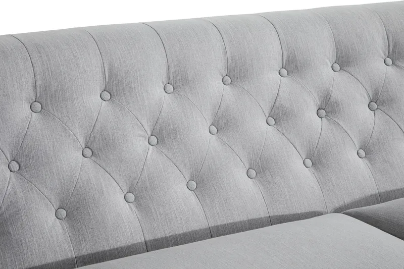 Howard Riviera 3-istuttava Kaareva Kangassohva - Harmaa - Huonekalut - Sohva - 3:n istuttava sohva