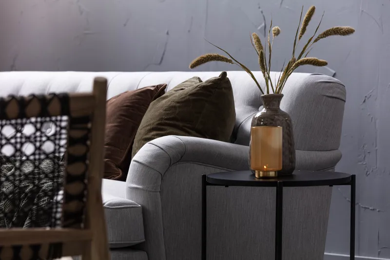 Howard Riviera 3-istuttava Kaareva Kangassohva - Harmaa - Huonekalut - Sohva - 3:n istuttava sohva