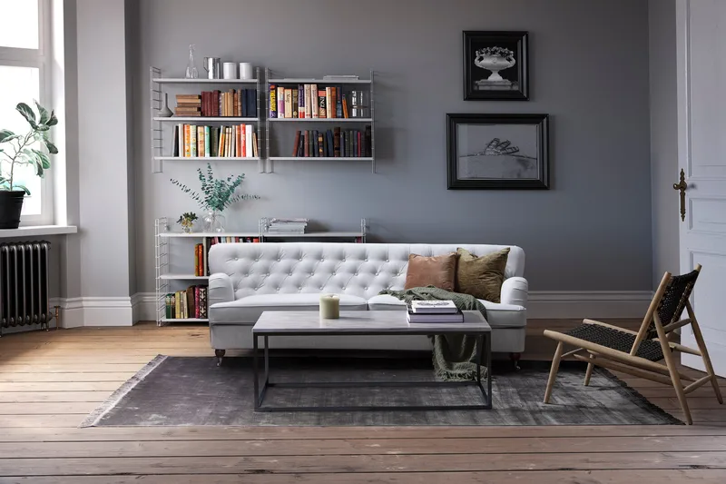 Howard Riviera 3-istuttava Kaareva Kangassohva - Harmaa - Huonekalut - Sohva - 3:n istuttava sohva