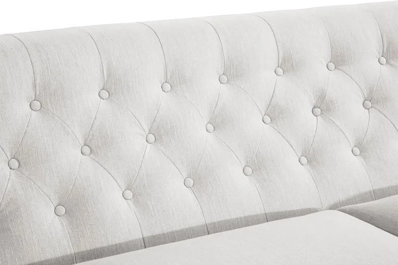 Howard Riviera 3-istuttava Kaareva Kangassohva - Vaaleanharmaa - Huonekalut - Sohva - 3:n istuttava sohva