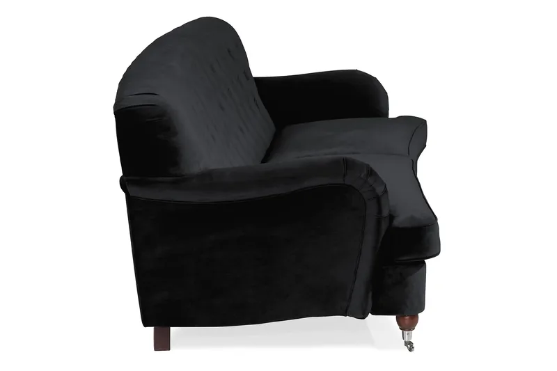 Howard Riviera 3-istuttava Kaareva Samettisohva - Musta - Huonekalut - Sohva - 3:n istuttava sohva