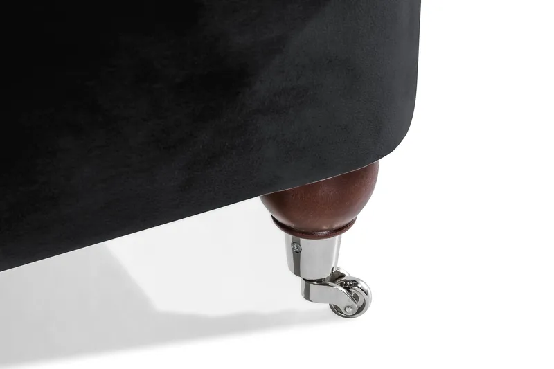 Howard Riviera 3-istuttava Kaareva Samettisohva - Musta - Huonekalut - Sohva - 3:n istuttava sohva