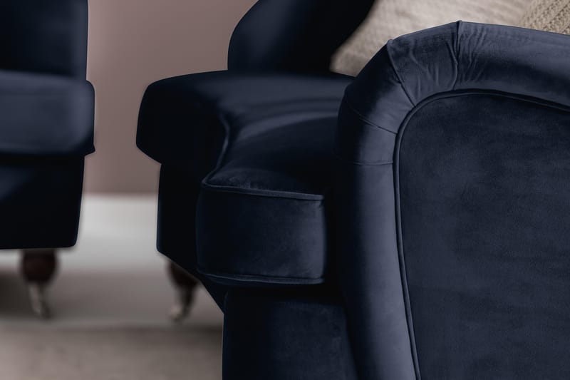 Howard Riviera 3-istuttava Kaareva Samettisohva - Sininen - Huonekalut - Sohva - 3:n istuttava sohva