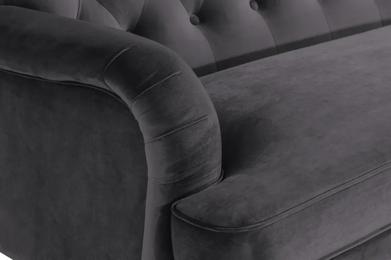 Howard Riviera 3-istuttava Kaareva Samettisohva - Tummanharmaa - Huonekalut - Sohva - 3:n istuttava sohva