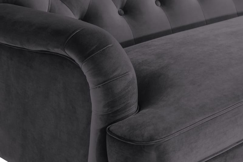 Howard Riviera 3-istuttava Kaareva Samettisohva - Tummanharmaa - Huonekalut - Sohva - 3:n istuttava sohva