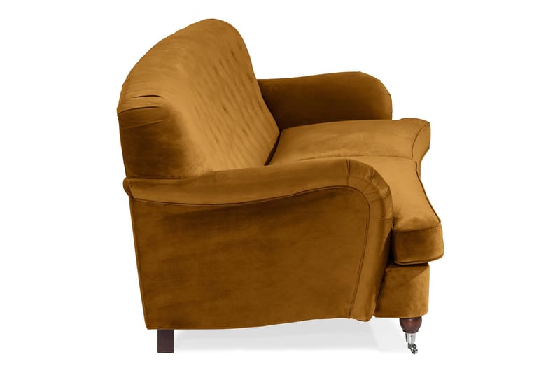 Howard Riviera 3-istuttava Kaareva Samettisohva - Tummankeltainen - Huonekalut - Sohva - 3:n istuttava sohva