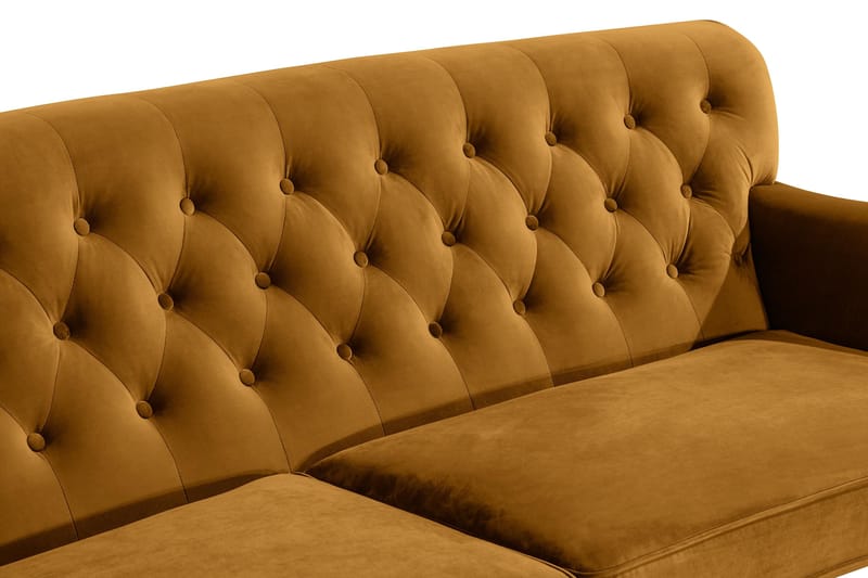 Howard Riviera 3-istuttava Kaareva Samettisohva - Tummankeltainen - Huonekalut - Sohva - 3:n istuttava sohva