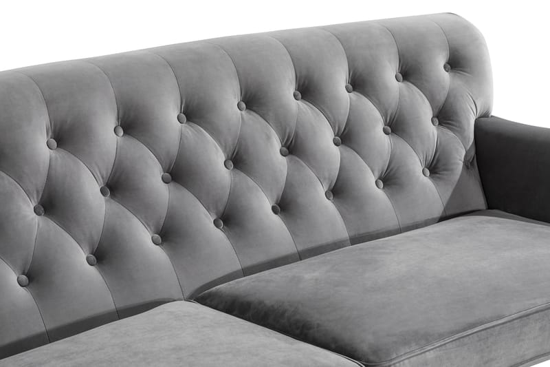 Howard Riviera 3-istuttava Kaareva Samettisohva - Vaaleanharmaa - Huonekalut - Sohva - 3:n istuttava sohva