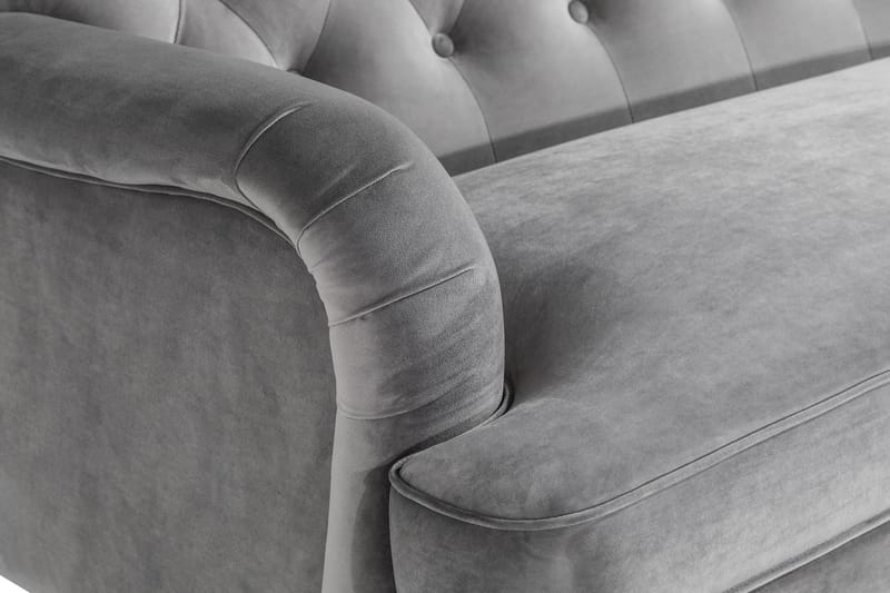 Howard Riviera 3-istuttava Kaareva Samettisohva - Vaaleanharmaa - Huonekalut - Sohva - 3:n istuttava sohva