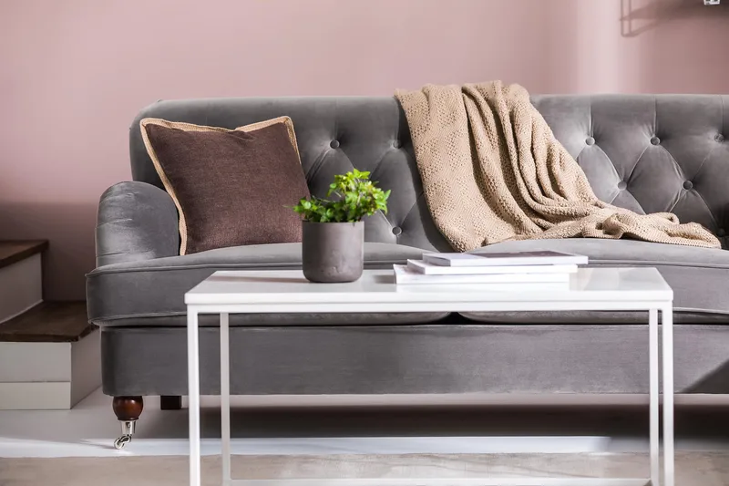 Howard Riviera 3-istuttava Samettisohva - Vaaleanharmaa - Huonekalut - Sohva - 3:n istuttava sohva